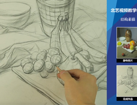 结构素描静物组合（罐子、水果）的画法